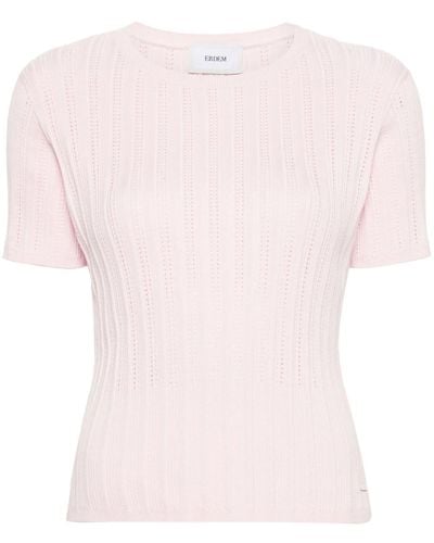 Erdem Short-sleeve Pointelle-knitted Top - Pink