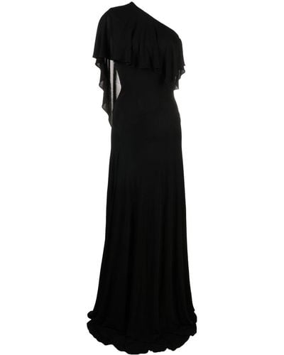 Roberto Cavalli One-shoulder Draped Gown - Black