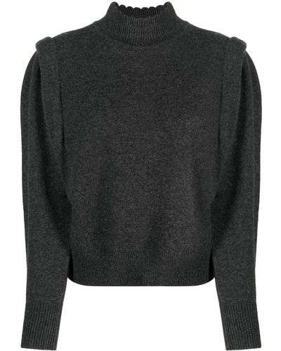 Isabel Marant Lucille Scalloped High-neck Sweater - Black