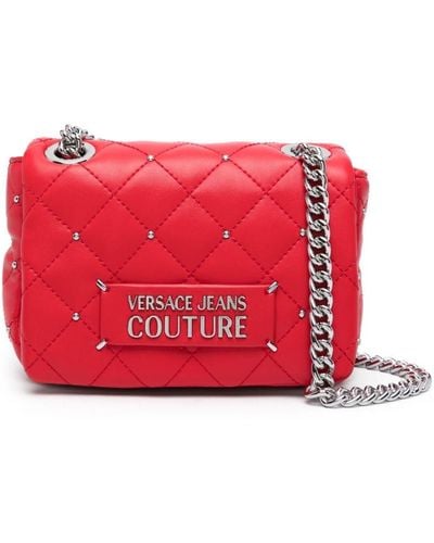 Versace Quilted Studded Crossbody Bag - Red