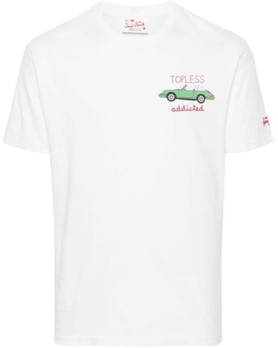 Mc2 Saint Barth Logo-embroidered Organic Cotton T-shirt - White