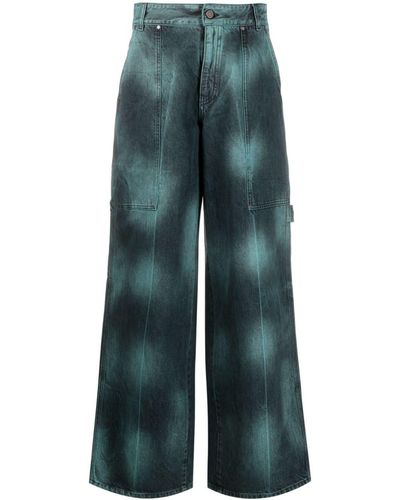 Stella McCartney Wide-Leg-Jeans mit Batikmuster - Blau