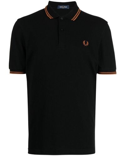 Fred Perry Embroidered-logo Polo Shirt - Black