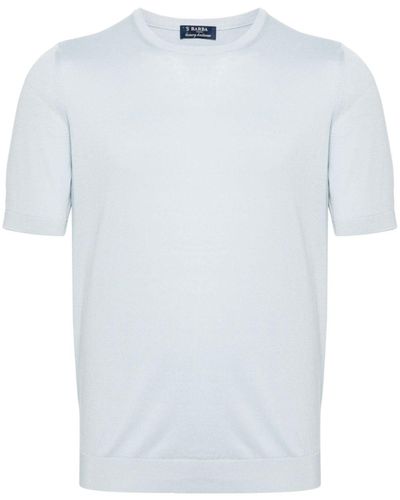 Barba Napoli Fijngebreid Zijden T-shirt - Wit
