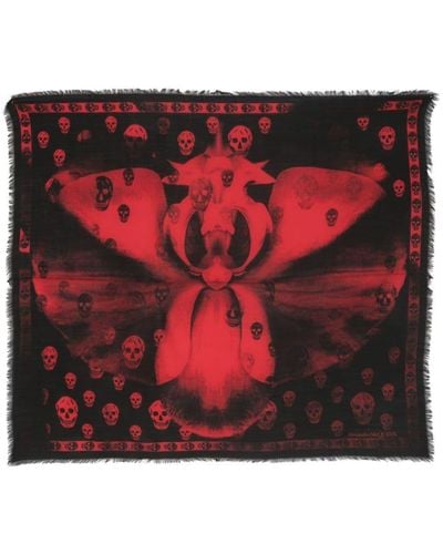Alexander McQueen Pañuelo con estampado Orchid Classic Skull - Rojo