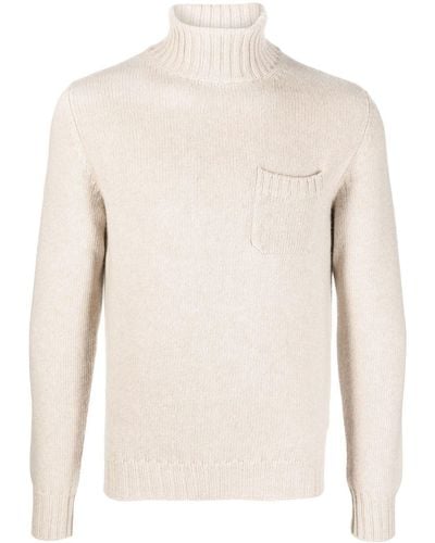 Fedeli Chunky-knit Roll Neck Sweater - Natural