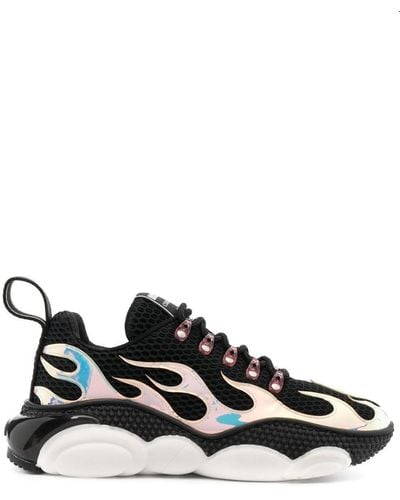Moschino Flame-effect Lace-up Sneakers - Black