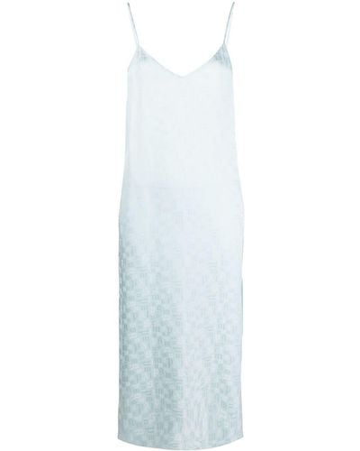 Palm Angels Monogram-print Slip Dress - Blue