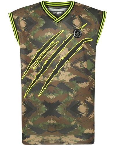 Philipp Plein Trägershirt mit Camouflage-Print - Grün