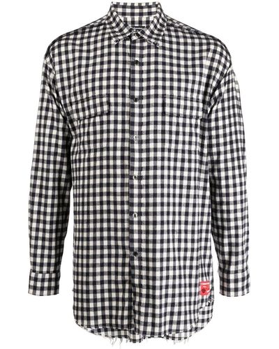 Undercover Check-pattern Logo-patch Shirt - White