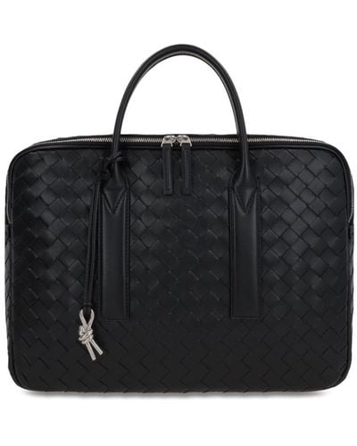 Bottega Veneta Large Getaway Leather Briefcase - Black