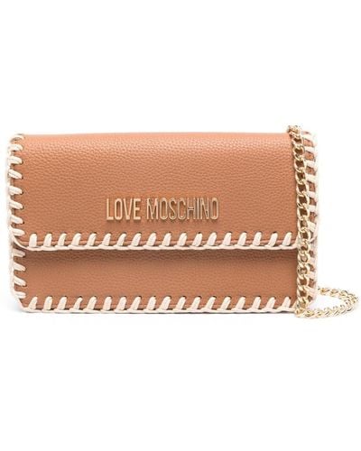 Love Moschino Logo-lettering Whipstitch-trim Shoulder Bag - Brown