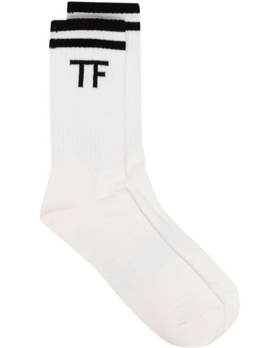 Tom Ford Monogram-jacquard Ankle Socks - White