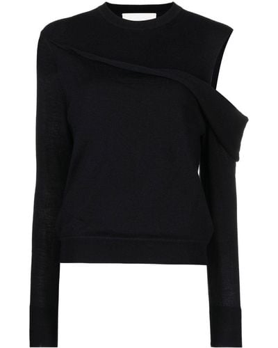 3.1 Phillip Lim Fallen-shoulder Wool-blend Sweater - Black