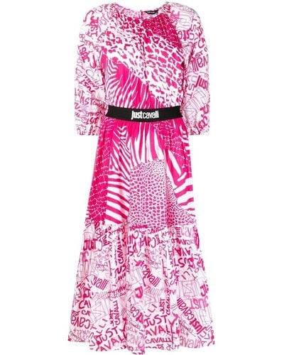 Just Cavalli Graphic-print Flared Dress - Pink