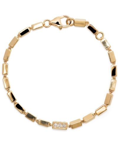 Suzanne Kalan 18kt Yellow Gold Baguette Diamond Bracelet - White