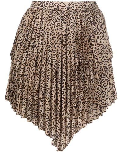 WANDERING Layered Pleated Skirt - Brown