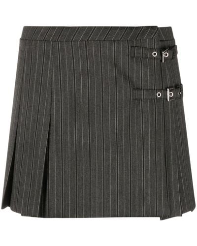 Alessandra Rich Pleated Virgin Wool-blend Miniskirt - Black
