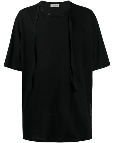 Yohji Yamamoto Button-detail Cotton T-shirt - Black