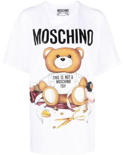 Moschino T-shirt en coton à imprimé ourson - Blanc