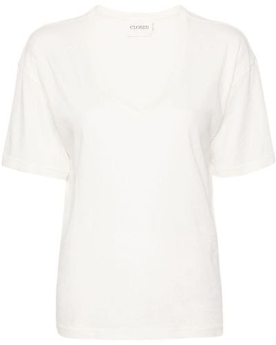Closed T-Shirt mit V-Ausschnitt - Weiß
