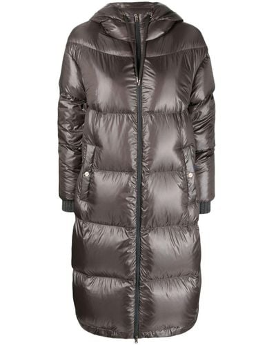 Herno Quilted Hooded Coat - Grey