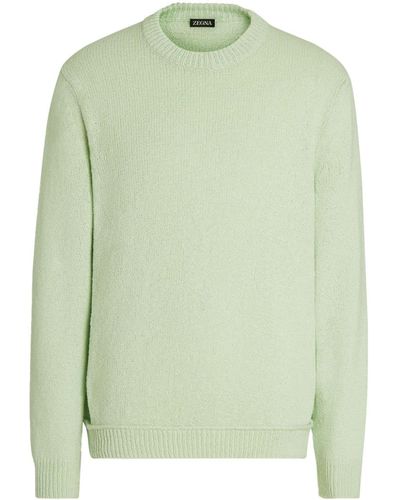 Zegna Crew-neck Cotton-blend Sweater - Green