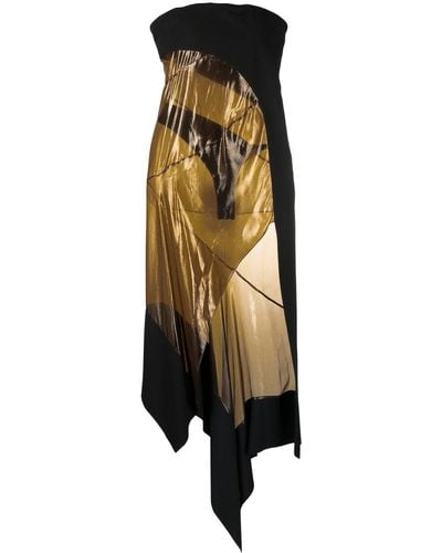 Mugler Asymmetric Sheer-panel Dress - Metallic