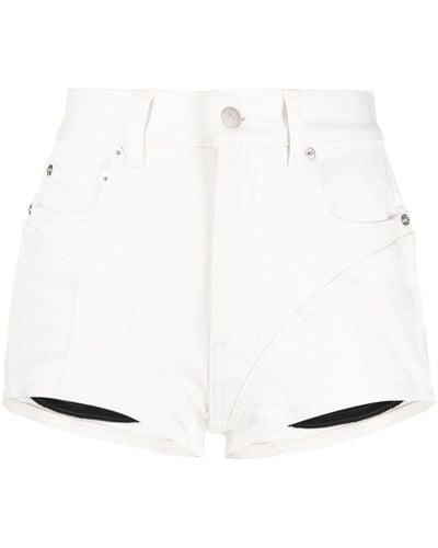 Mugler Spiral Jeans-Shorts - Weiß