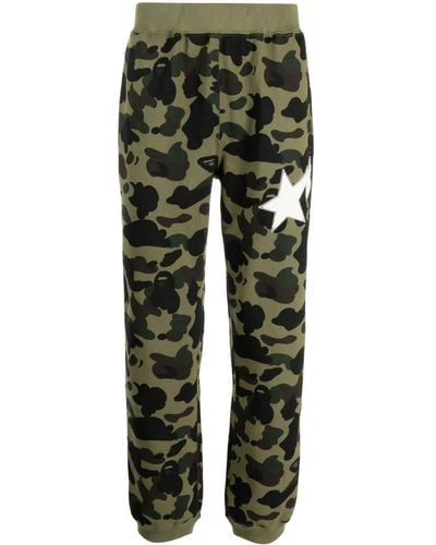 A Bathing Ape Camouflage-print Cotton Track Pants - Green