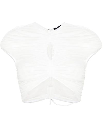 Mugler Cropped Mesh T-shirt - White