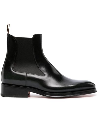Santoni 40mm Leather Chelsea Boots - Black