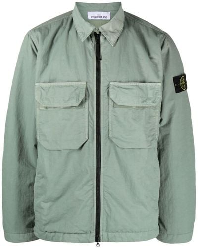 Stone Island Compass-patch Shirt Jacket - Green