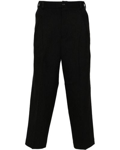 White Mountaineering Button-fastening Cotton Tapered Trousers - Black