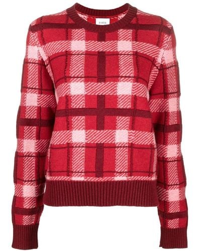 Barrie Check-pattern Cashmere Sweater - Red
