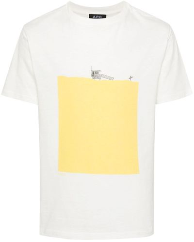 A.P.C. Graphic-print Cotton T-shirt - Yellow