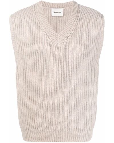 Nanushka V-neck Sweater Vest - Natural
