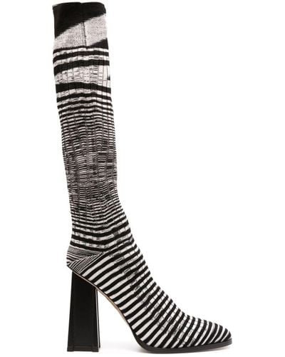 Missoni 115mm Striped Knitted Boots - White