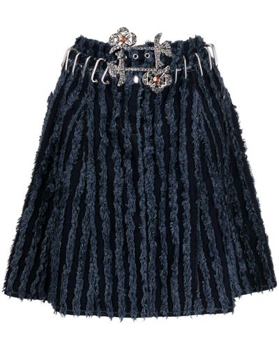 Chopova Lowena Full-fringe Cotton Miniskirt - Blue