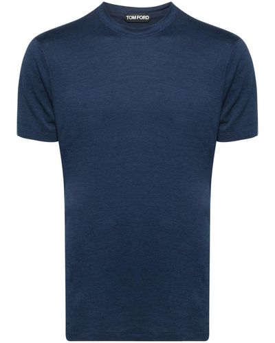 Tom Ford Logo-embroidered Jersey T-shirt - Blue
