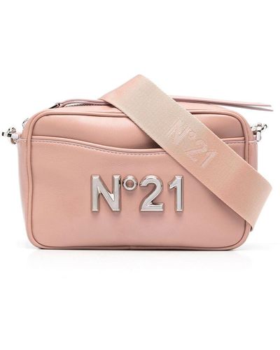 N°21 Logo-plaque Leather Crossbody Bag - Pink