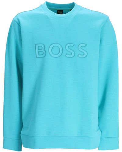 BOSS Salbo Sweatshirt mit Logo-Print - Blau