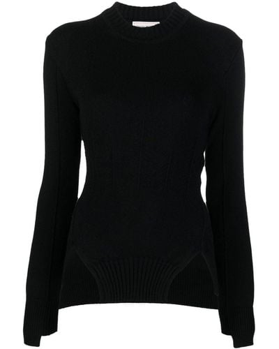 Alexander McQueen Long-sleeve Knitted Top - Black