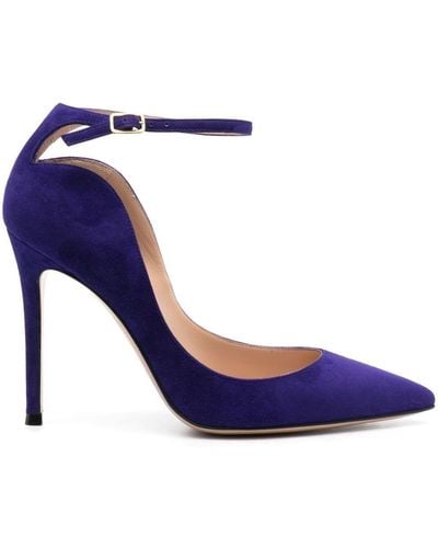 Gianvito Rossi Pointed-toe Ankle Strap 105mm Pumps - Blue