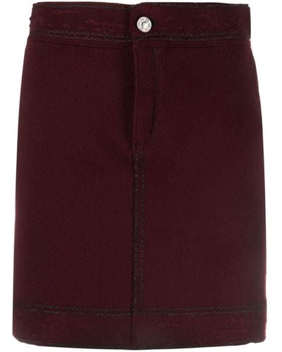 Barrie Contrast-stitch Denim-effect Miniskirt - Purple