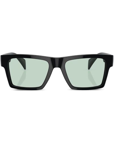 Versace Greca-detail Rectangle-frame Sunglasses - Green