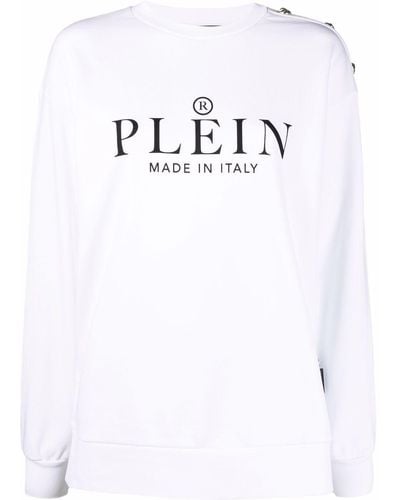 Philipp Plein Logo-print Crew Neck Sweatshirt - White