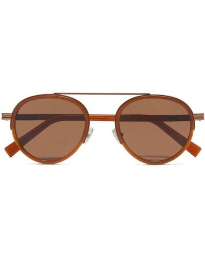 Zegna Orizzonte Ii Round-frame Sunglasses - Brown