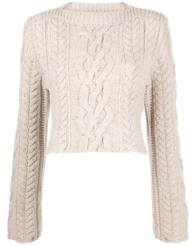 Low Classic Pullover mit Zopfmuster - Natur