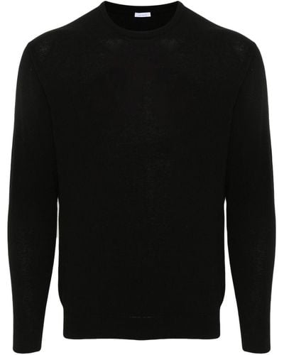 Malo Fine-ribbed Cotton Sweater - Black